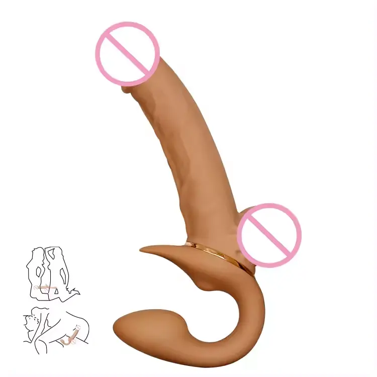 Harga grosir pabrik Lesbian 2 kepala dildo Penis realistis Vibrator seks teleskopik perlengkapan mainan dewasa untuk masturbasi wanita