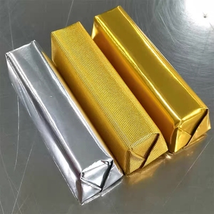 Feuilles d'emballage en papier d'aluminium doré personnalisées 20x20 cm pour chocolats et barres de chocolat aux champignons - Product Image 2