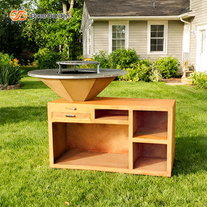 Parrilla de Carbón para Exteriores Gnee Garden de Acero Corten con Función de Ahumador, Acabado Mate, Estilo Moderno, Fácil de Limpiar - Product Image 6