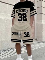 Ensemble décontracté respirant d'été à manches courtes 2 pièces pour homme, thème Chicago, surdimensionné, numéro '32', logo 22, t-shirt et short