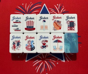 Tuiles de Mahjong Américaines |   Édition du 250e anniversaire de la guerre révolutionnaire |   Acrylique bleu à 3 couches |   En stock - Product Image 1