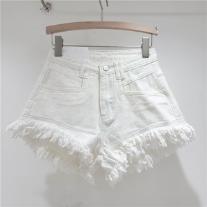 Pantalones cortos de mezclilla con borlas de cintura alta a la moda para mujer, pantalones vaqueros cortos populares de verano para chicas, pantalones calientes rosas - Product Image 3