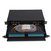 Rak Distribusi ODF yang Dipasang di Rak, Panel Patch 12 24 36 48 Port, Baki Sambungan, Adaptor SC FC LC, 1U 2U 19 inci, Dapat Digeser