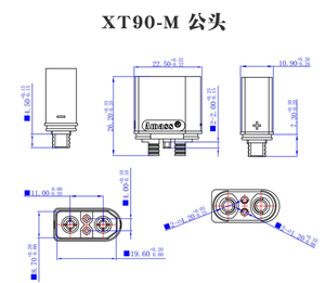 Conector Macho y Hembra Amass XT90H-M XT90H-F, 45A, Alta Corriente, XT90S 8AWG 10AWG, Cable Personalizado para Batería de Litio RC - Product Image 6