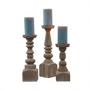 SET 3 Handmade Solid Mango Wood Natural Color Customized Shape <b>Candle</b> Holder Good Quality Indian Supplier Reliable Market Price - Product Image 1