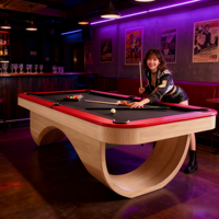 Tables de billard de luxe pour la maison - Surface de billard de qualité supérieure en bois massif, poches en cuir personnalisables