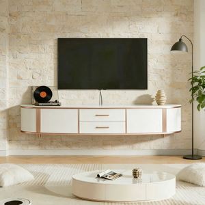 BALOM Custom LED Floating Wooden <b>TV</b> Cabinet with Storage for <b>Small</b> Apartments Modern Living/Dining Room <b>TV</b> Stand - Product Image 2