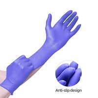 Gants de salle blanche antidérapants confortables écrans tactiles sans danger pour la sécurité de travail gants en nitrile jetables violets 5mil