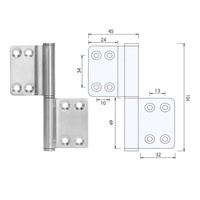 Charnières de porte en bois en forme de drapeau détachable robuste en acier inoxydable 201 sans mortaise porte en bois affleurante à fermeture douce