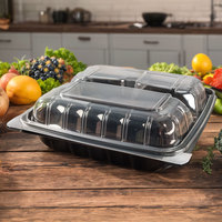 Contenants de préparation de repas jetables en plastique PP transparent, imprimés avec logo personnalisé, utilisables au micro-ondes, pour restaurants et plats à emporter.