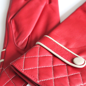 Femmes Nouvelle Mode Véritable Peau d'Agneau Shell Bemberg Doublé Blanc Passepoil <span class=keywords><strong>Ceinture</strong></span> Vérifié <span class=keywords><strong>Porte</strong></span> Extérieure Robe Quotidienne Gants en Cuir Main - Product Image 2