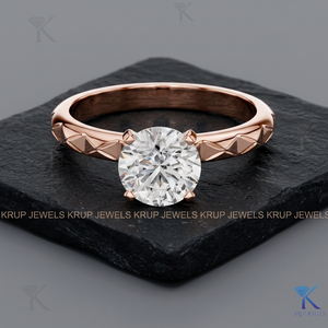 Anillo de Compromiso de Diamante Redondo con Corte Brillante en Oro, Clásico para Mujer, Certificado IGI, Cultivado en Laboratorio, para Regalo de Boda y Aniversario - Product Image 3