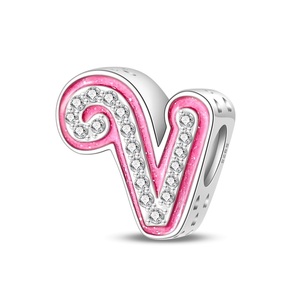 Juego de Colgantes con Forma de Corazón de Plata con 26 Letras y Circonitas, con Baño de Oro Rosa/Plata/Oro para Uso Diario Unisex - Product Image 5