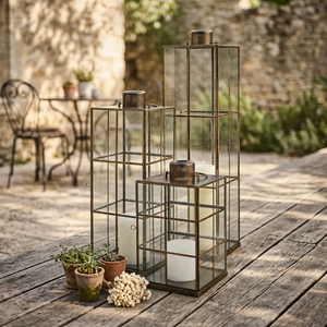 Trending Style Modern <b>Brass</b> Metal Framed Handmade Glass Candle Holder <b>Lanterns</b> for Home Decoration Christmas Easter - Product Image 1