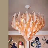 Lustre en verre de Murano vintage américain en gros, fait à la main en France, pétales roses, hauteur réglable pour salons, salles à manger, bars