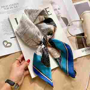 70 foulards décoratifs en soie artificielle de couleur unie tendance pour femmes, style coréen simple, foulard carré petit, serviette - Product Image 6