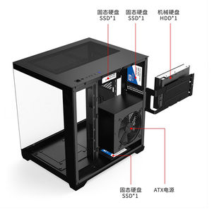 เคสคอมพิวเตอร์เกมมิ่ง Micro ATX Mid Tower พร้อมหน้าต่างด้านข้าง โครงสร้างโลหะ พอร์ต USB ดีไซน์ป้องกันฝุ่น สีดำ มีสินค้าในสต็อก - Product Image 6