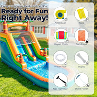 Toboggan gonflable en PVC de qualité commerciale pour fêtes en extérieur, toboggan aquatique gonflable sec et humide avec grande piscine à éclaboussures et souffleur