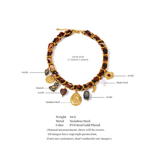 Jinyou 3949 Trend Luipaard Polyester Gewikkeld Roestvrij Staal Vergulde Ketting Acryl Hart Emaille Kat Hanger - Product Image 6