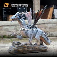 MY DINO Modèle de dragon volant réaliste, statue de dragon animatronique pour parc à thème
