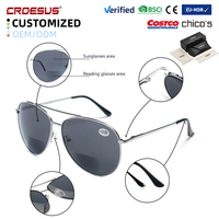 Lunettes de soleil de lecture UV400 de style aviateur, de haute qualité, en métal, bifocales, plusieurs couleurs, dioptries, pour femmes et hommes