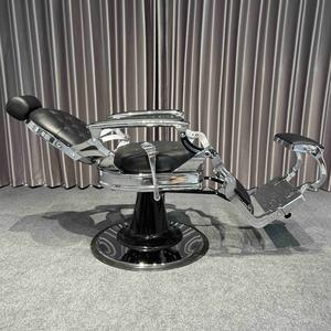 Fauteuil de Barbier Belmont Classique Vintage en Fer et Aluminium avec Pompe Hydraulique et Fonction Inclinable pour <span class=keywords><strong>Salon</strong></span> de Coiffure - Product Image 4