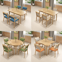 Table et chaises pliantes modernes en bois pour personnes âgées, 4 places, idéales pour hôtels, appartements et maisons de retraite - Offre Spéciale