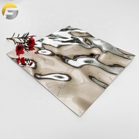 Panneau de plafond décoratif en relief, feuille d'ondulation d'eau argentée en acier inoxydable CL0131