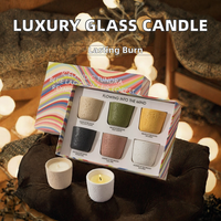Bougie parfumée en verre de luxe avec couvercle en forme de nœud, parfum Poire anglaise et Freesia, coffret cadeau pour la Saint-Valentin, Noël, Diwali, fabriquée à la main en cire de soja