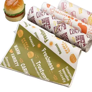 Wholesale Custom Printing Hamburger Packaging Grease Proof Paper Sheet Deli Wrap Wax Paper For Fast Food Deli Sandwich