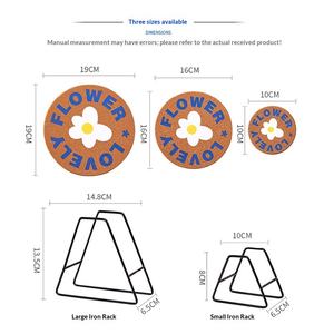 Posavasos Redondos de <span class=keywords><strong>Corcho</strong></span> con Diseño Floral Colorido de Fábrica DINGYE, Resistentes al Calor y a Altas Temperaturas (Tamaños Grande/Mediano/Pequeño) - Product Image 6