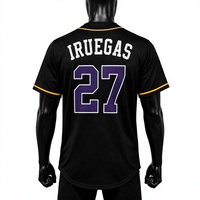 Maillot de baseball Lyndon B. Johnson Wolves pour homme, manches courtes, noir, jaune, violet, 27, évacuation de l'humidité, coupe régulière