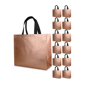 custom print logo eco Friendly reusable durable grocery recycled pp, laminated fabric non woven bags automatic machine/