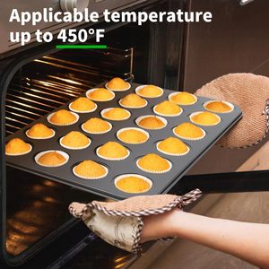 Miễn phí của PFOA,PFOS và BPA 24 khoang không dính <span class=keywords><strong>cupcake</strong></span> Pan Mini <span class=keywords><strong>Cupcake</strong></span> bakeware Khuôn Muffin lớn không dính Muffin Baking Pan - Product Image 3