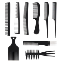 Peigne à cheveux antistatique en plastique noir de haute qualité Logo personnalisé Peigne de séparation de queue de rat Peigne de salon de coiffure