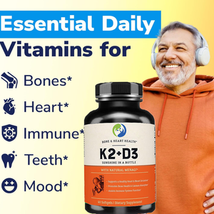 Ausreson OEM <span class=keywords><strong>Vitamine</strong></span> D3 et <span class=keywords><strong>K2</strong></span> <span class=keywords><strong>MK7</strong></span> <span class=keywords><strong>D</strong></span> Magnésium Oméga 3 Huile Soutien Complément 10000 5000UI Capsules de <span class=keywords><strong>Vitamine</strong></span> D3 <span class=keywords><strong>K2</strong></span> Biologique - Product Image 2