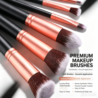 Ensemble de pinceaux de maquillage synthétiques de haute qualité en or rose, vente chaude, pinceaux pour fond de teint, fards à paupières, pinceaux éventail pour l'application sur le visage