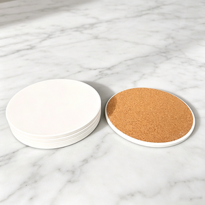 Sous-verres ronds vierges en céramique absorbants, vente en gros à bas prix, supports vierges pour impression UV avec base antidérapante en liège, en stock, faible MOQ - Product Image 2