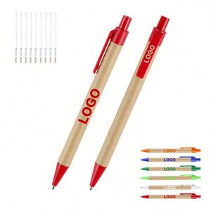 Stock LOW MOQ Hot Selling Advertising Custom Logo Paper Ballpoint Pens for Promotional School Office Stationery <b>Gifts</b> - Product Image 5