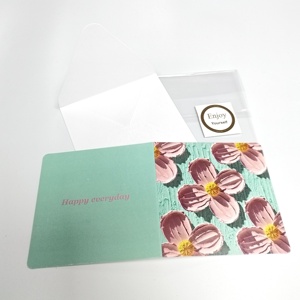 Lot de 6 porte-cartes cadeaux en papier recyclable avec effet 3D fleurs, revêtement UV, 10x10cm, enveloppes, cartes mémo d'anniversaire, cadres photo, dossiers - Product Image 5