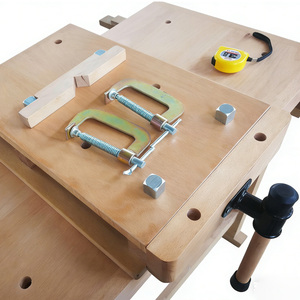 Portable <b>Mini</b> Woodworking Workbench Beech Wood Desktop <b>Clamping</b> Workbench for Carpentry Workshop Furniture Making and Home Use - Product Image 2