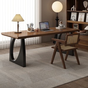Solid Wood <b>Desk</b> Walnut Color 180Cm Office Writing Computer Table Modern Simple Design Home Workspace Furniture - Product Image 1