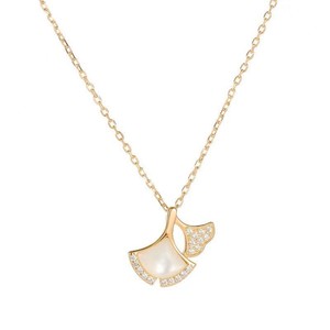 Collar con colgante de hoja de ginkgo en aleación de cobre, oro rosa, con engaste pavé, cadena para clavícula, para mujer, regalo, joyería. - Product Image 5