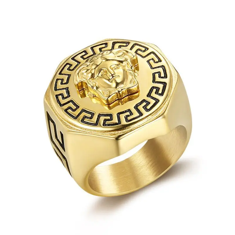 Hot sale hip hop jewelry stainless steel 18k gold ring men ring