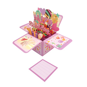 Carte de vœux transfrontalière très vendue, faite à la main, en forme de boîte tridimensionnelle, pour anniversaire et anniversaire de mariage, avec message de bénédiction et usage universel - Product Image 2