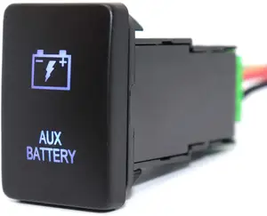 12V औक्स बैटरी पुश बटन स्विच पर बंद स्विच के साथ नीले Backlit कनेक्टर तार