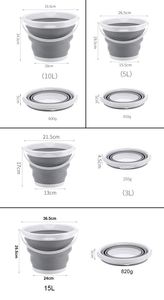 Seau pliable en plastique 2L 5L 10L 15L, seau de pêche portable d'extérieur, bassin pliable souple en TPR - Product Image 4