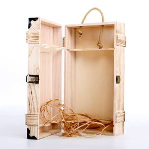 Custom Logo Factory Price Gift Packaging <strong>Decorative</strong> <strong>Storage</strong> Dark Torched Double Bottle Case Wooden Wine <strong>Boxes</strong> - Product Image 3