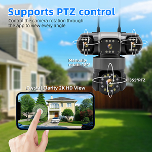 4 ống kính 4 màn hình 8MP Wifi Full HD 4K CCTV tầm nhìn ban đêm PTZ Mạng báo động an ninh âm thanh hai chiều-Camera vòm đa ống kính CMOS - Product Image 3