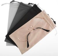 Étui à lunettes en microfibre rectangulaire pratique avec cordon de serrage, léger, lavable, sac de rangement protecteur pour lunettes de prescription